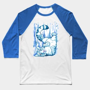 Snow Leopard Stumble Baseball T-Shirt